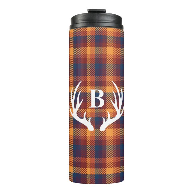 Bouteilles Isothermes Russe Plaid Automne & White Deer Antlers Silhouett (Devant)