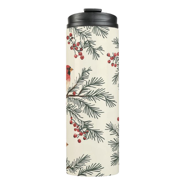 Bouteilles Isothermes Rustic Bird et Poinsettia Motif de Noël (16) (Devant)