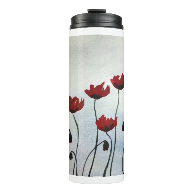 Bouteilles Isothermes Rustique chic mariage rouge aquarelle poppies (Devant)