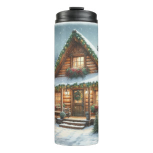 Bouteilles Isothermes Rustique hiver/Noël cabine enneigé