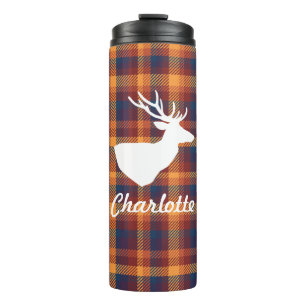 Bouteilles Isothermes Rustique Plaid Automne & White Deer Silhouette