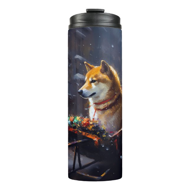 Bouteilles Isothermes Saison de Noël de Shiba Inu (Devant)