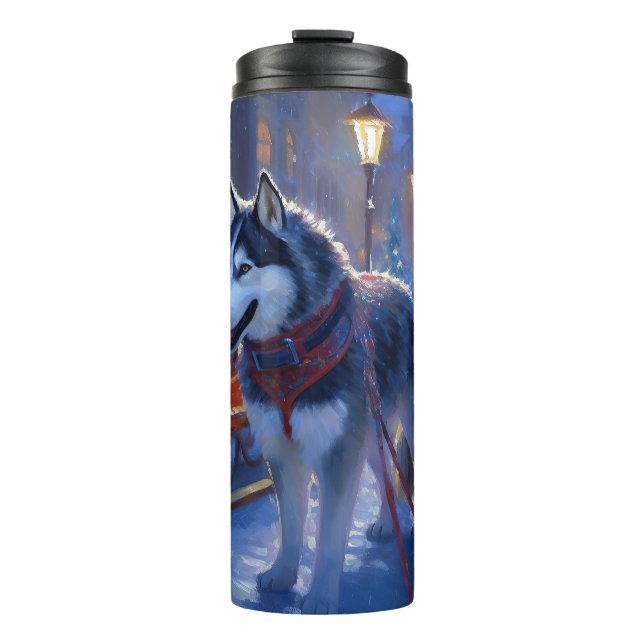 Bouteilles Isothermes Saison de Noël Sibérienne Husky (Devant)