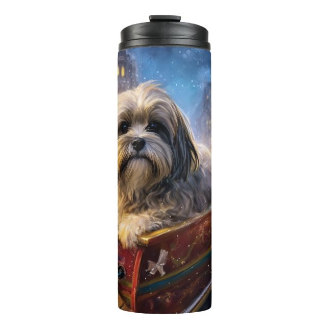 Bouteilles Isothermes Saison Festive de Noël de Lhasa Apso (Devant)
