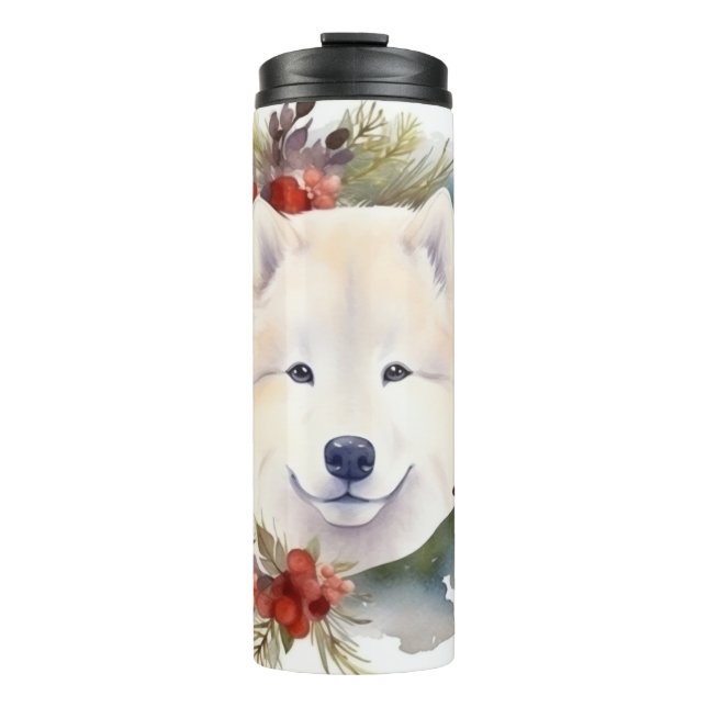 Bouteilles Isothermes Samoyed Christmas Wreath Festive Pup (Devant)