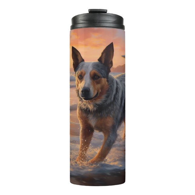 Bouteilles Isothermes Sandy Paws Australian Cattle Dog on Beach Sunset (Devant)