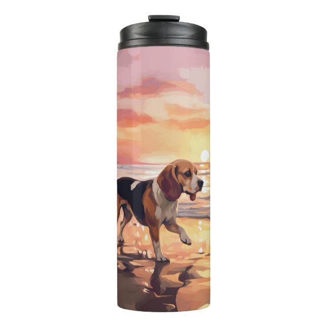 Bouteilles Isothermes Sandy Paws Chien Beagle sur le coucher du soleil d (Devant)