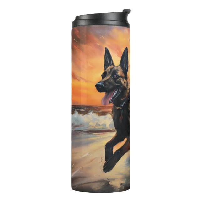 Bouteilles Isothermes Sandy Paws Chien Malinois Belge sur le coucher du  (Tourné sur la gauche)