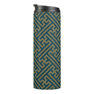 Bouteilles Isothermes Sayagata motif, japonais, or et bleu marine