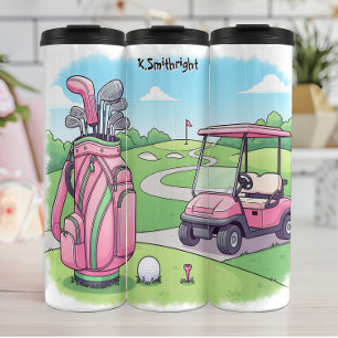 Bouteilles Isothermes Scène de golf joyeux caricature