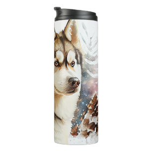 Bouteilles Isothermes Scène d'hiver Husky