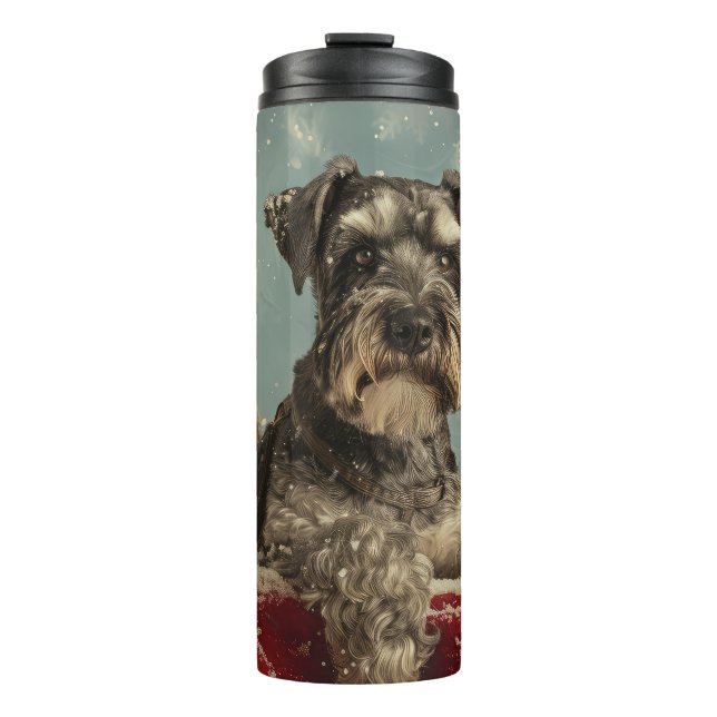 Bouteilles Isothermes Schnauzer Chien Festif de Noël (Devant)