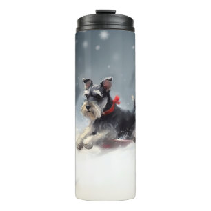 Bouteilles Isothermes Schnauzer miniature neige de Noël hiver