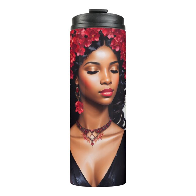 Bouteilles Isothermes Scorpio Black Woman Rouge Black Zodiac Art (Devant)