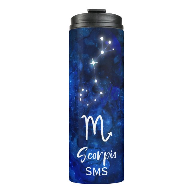 Bouteilles Isothermes Scorpio Zodiac Constellation Bleu Galaxie Monogram (Devant)