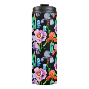 Bouteilles Isothermes Seamless pattern with Iris and Peony flowers, Wate