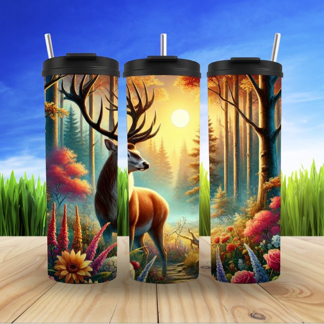 Bouteilles Isothermes Serene Deer au lever du soleil du printemps (Créateur téléchargé)