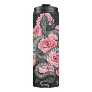 Bouteilles Isothermes Serpents et roses de pêche