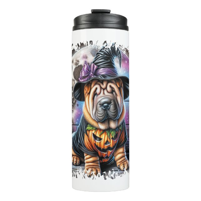 Bouteilles Isothermes Shar Pei Chien Carré d'Halloween (Devant)