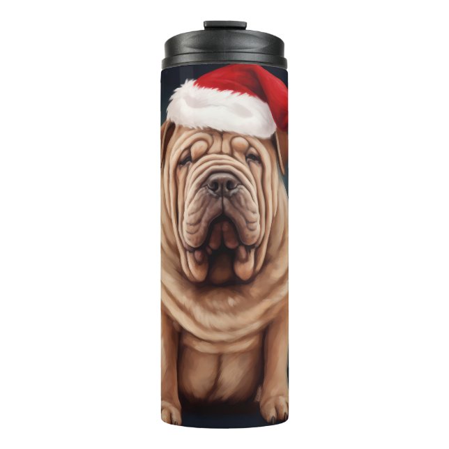 Bouteilles Isothermes Shar Pei Chien dans Noël de neige (Devant)