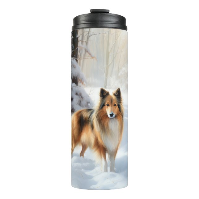 Bouteilles Isothermes Shetland Sheepdog Laisser neiger Noël (Devant)
