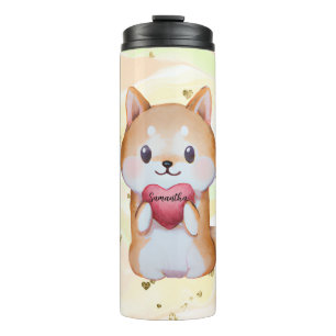 Bouteilles Isothermes Shiba Inu Tenir Un Coeur