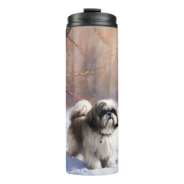 Bouteilles Isothermes Shih Tzu Laisse Neige Noël (Devant)