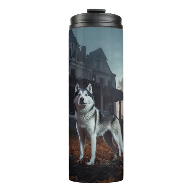 Bouteilles Isothermes Sibérie Husky Halloween effraie (Devant)