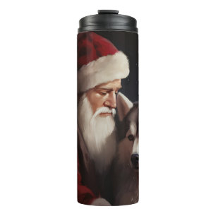 Bouteilles Isothermes Sibérien Husky avec Noël Festif du Père Noël