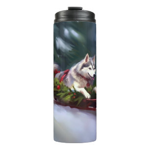 Bouteilles Isothermes Sibérien Husky neige de Noël hiver