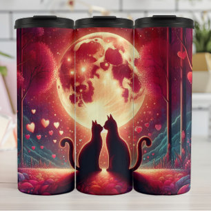 Bouteilles Isothermes Silhouette de chaton sous la lumière de la lune po