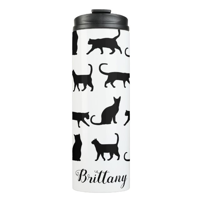 Bouteilles Isothermes Silhouettes de Chat Noir tendance | Personnalisé (Devant)