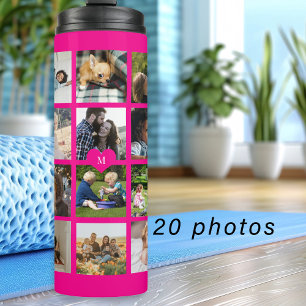 Bouteilles Isothermes Simple collage de photos souvenir monogrammé rose 