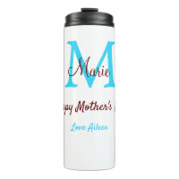 simple minimum jour mère bleu monogramme rose nom