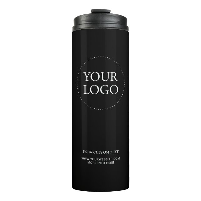 Bouteilles Isothermes Simple Noir Minimal Logo Professionnel Texte Perso (Devant)
