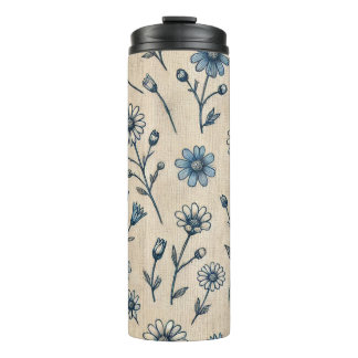 Bouteilles Isothermes Sirotez la fleur, Bleu Floral Thermal Tumbler