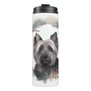 Bouteilles Isothermes Skye Terrier Fête de Noël Wreath Pup