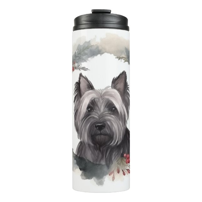 Bouteilles Isothermes Skye Terrier Fête de Noël Wreath Pup (Devant)