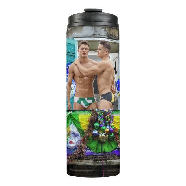 Bouteilles Isothermes SlipperyJoe's Mardi Gras masques perles décoration (Devant)