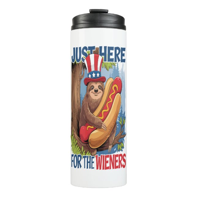 Bouteilles Isothermes Sloth Hot Dog 4 juillet BBQ (Devant)