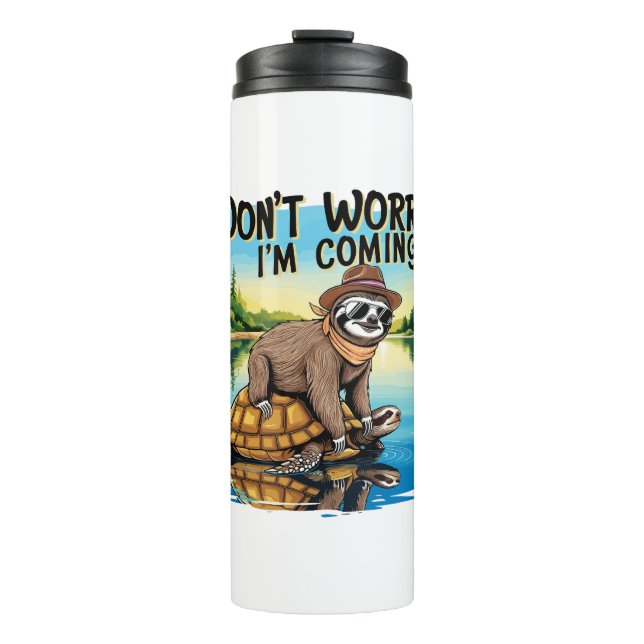 Bouteilles Isothermes Sloth T-Shirt - Ne t'inquiète pas Je viens (Devant)