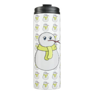 Bouteilles Isothermes Snowman portant une écharpe jaune