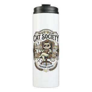 Bouteilles Isothermes Société de chats Bar à alcool Humour Vintage Vecte
