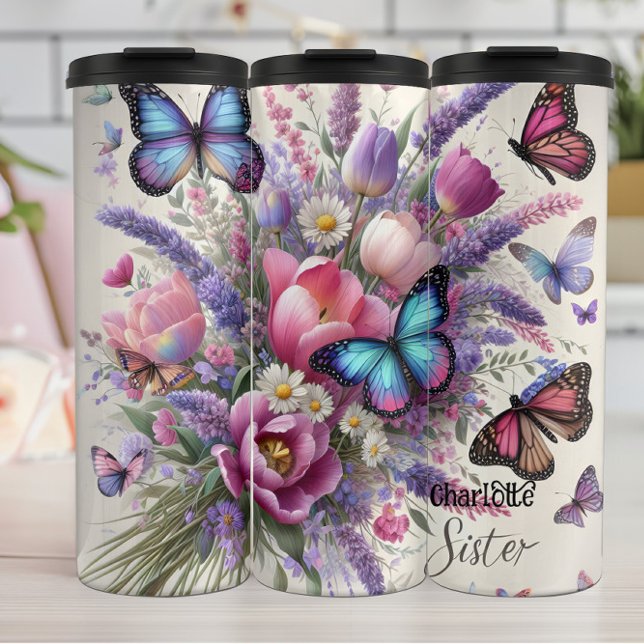 Bouteilles Isothermes Soeur : Bouquet floral, Beauté des papillons (Créateur téléchargé)