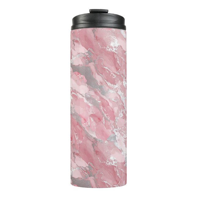 Bouteilles Isothermes Soft Pink and Silver Marble-Like Pattern (Devant)