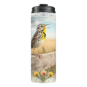 Bouteilles Isothermes Songeur de Meadowlark Aquarelle Paruline de prairi