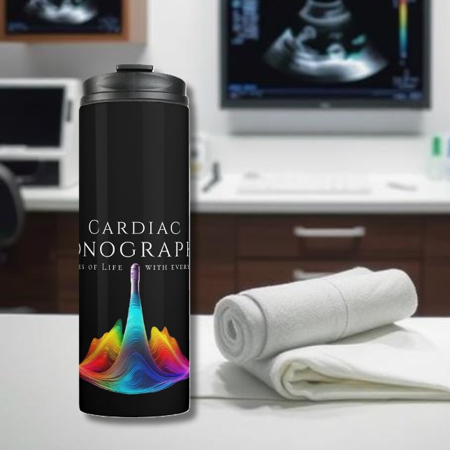 Bouteilles Isothermes Sonographe Cardiaque Colorée Ondes Ultrasoniques (Cardiac Sonographer-Colorful Ultrasound Waves Thermal Tumbler)
