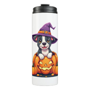 Bouteilles Isothermes Sorcière Citrouille Drôle Pitbull Chien Halloween 