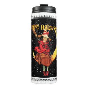 Bouteilles Isothermes Sorcière de Halloween nostalgique et son chat