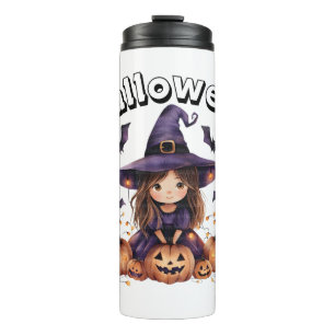 Bouteilles Isothermes Sorcière d'Halloween avec Tumbler Citrouille
